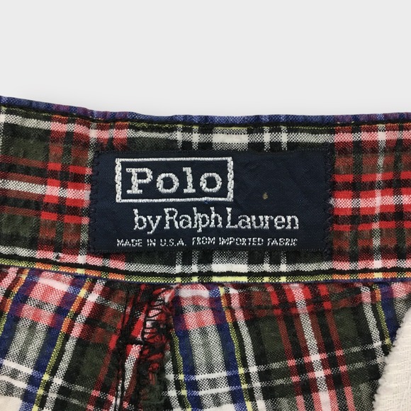 Vintage Polo‎ by Ralph Lauren Plaid Shorts Mens Size 31 Pleated Made in USA - Picture 2 of 6